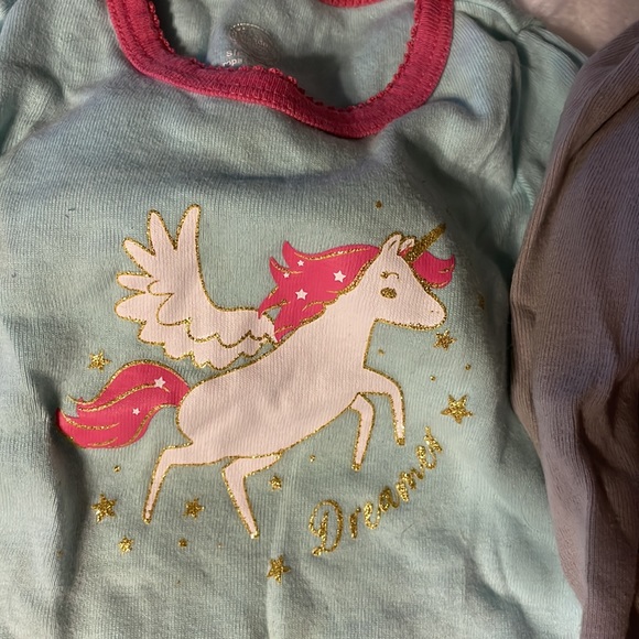 2 pairs, 1 unicorn with stars, 1 elephants with, pink and teal, purple and gray - Picture 2 of 5